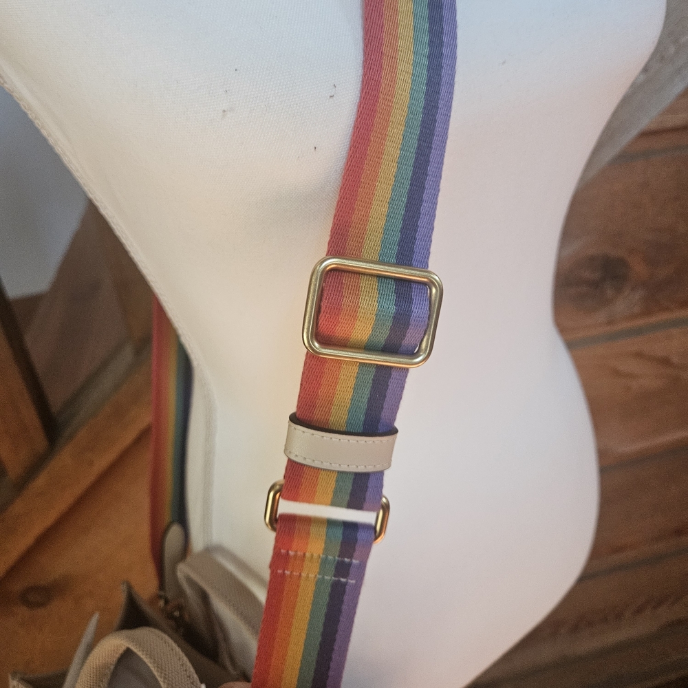Coach Beige Canvas Tote Bag with Rainbow Accents With Straps - Picture 4 of 14